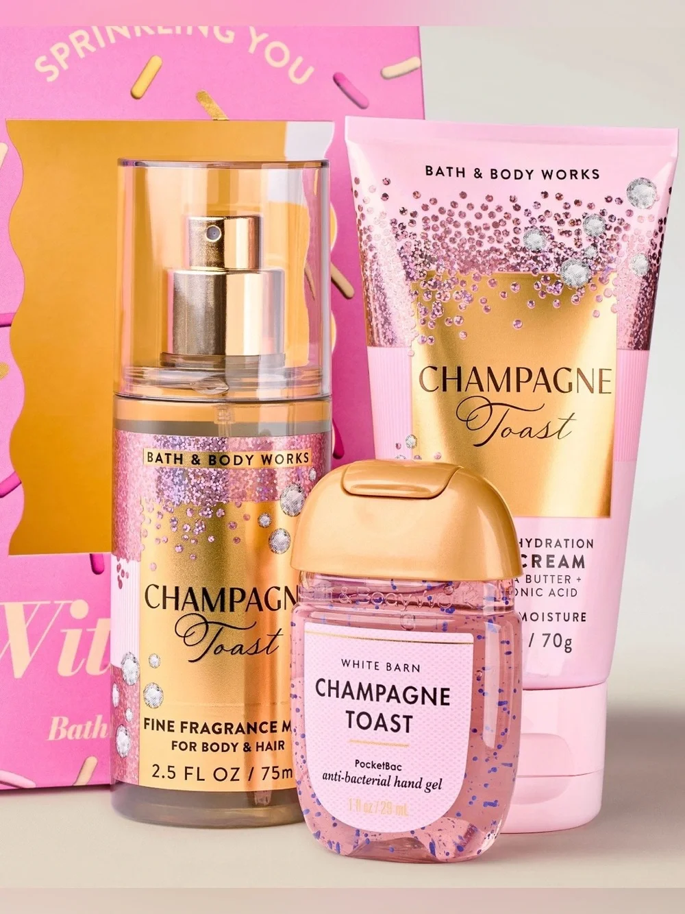 🆕🥂 BATH & BODY WORKS LIMITED, EDITION “SPRINKLING YOU WITH LOVE“ MINI GIFT SET.
